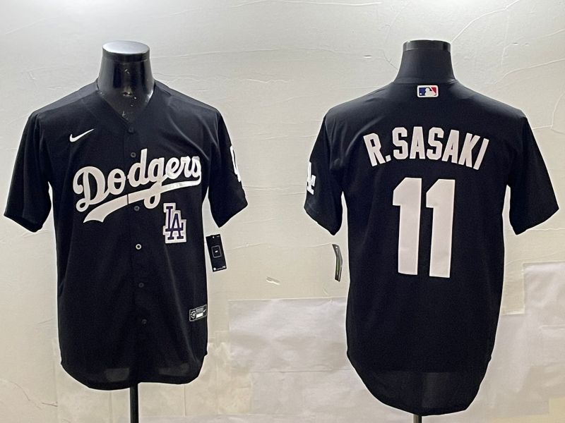 Men Los Angeles Dodgers #11 R.Sasaki Black Game 2025 Nike MLB Jersey style 6